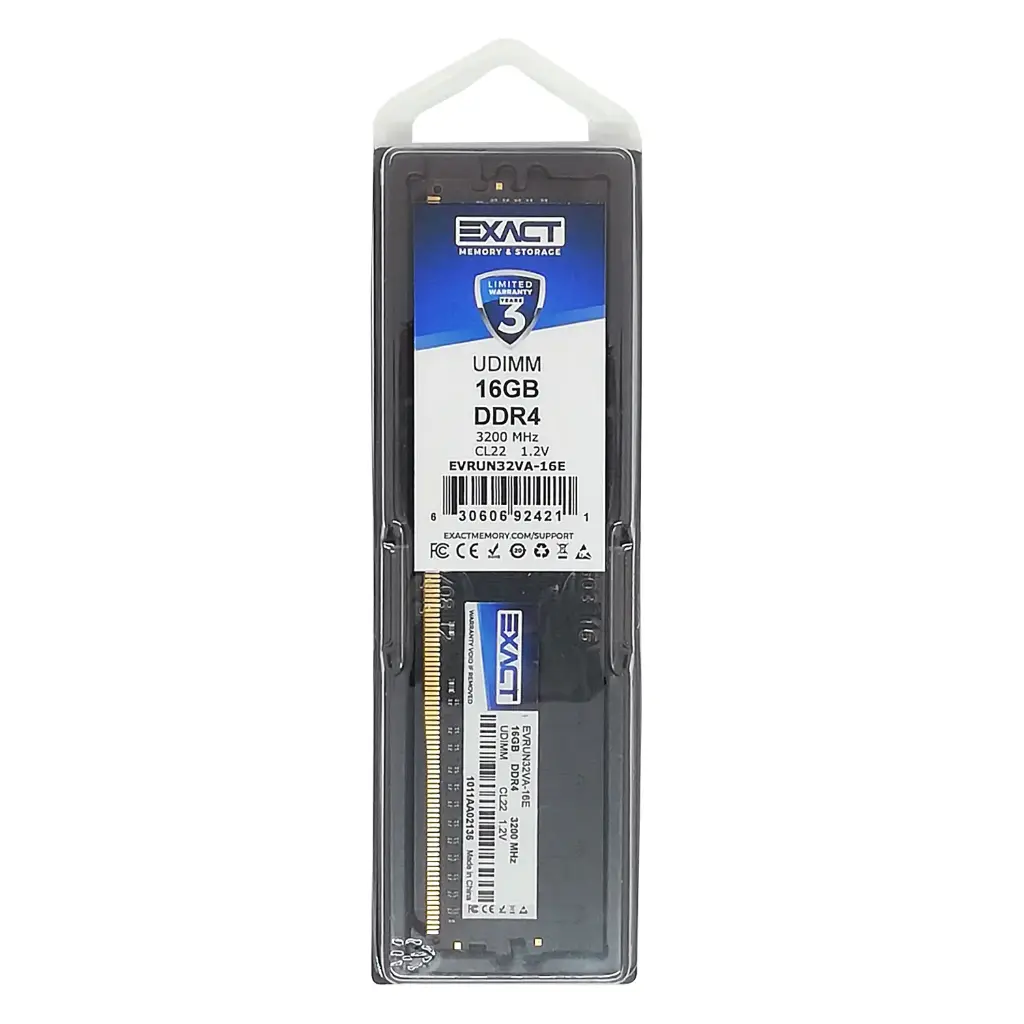 Memoria Exact DDR4 16GB 3200 MHz 1.2V -  Desktop UDIMM - Retail